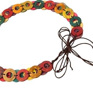 BOHEMIAN WOODEN RING BELT One Size Multi-Colored BOHO One Size FAST SHIP 1615-24